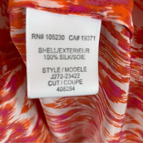 Joie Finnegan Ikat Pure Silk Pink Orange Button Up Sleeveless Tank Top Blouse XS - Picture 6 of 7